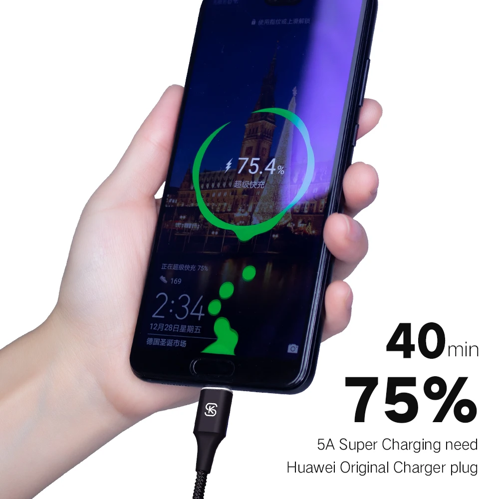 SIKAI 0,5 m 3A нейлоновый Магнитный кабель Micro USB C кабель для Android 5A 1 м Магнитный кабель Автомобильное зарядное устройство для type C кабель освещения