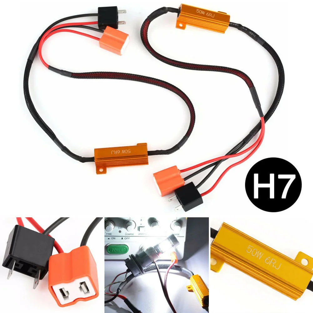 

2pcs H7 50W 6Î© Car LED Canbus Load Resistor Controller Warning Canceler LED Decoder Light Error Free 12V Resistance Auto Parts