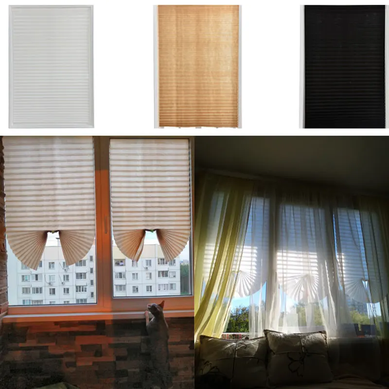 Cortinas plisadas tela no cortinas opacas para cocina, balcón, dormitorio, baño, decoración de ventana - AliExpress