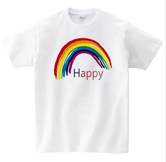 white childreT-shirt Детская футболка Милая летняя футболка с короткими рукавами для мальчиков и девочек модная детская футболка с цифровым принтом радуги - Цвет: white childreT-shirt