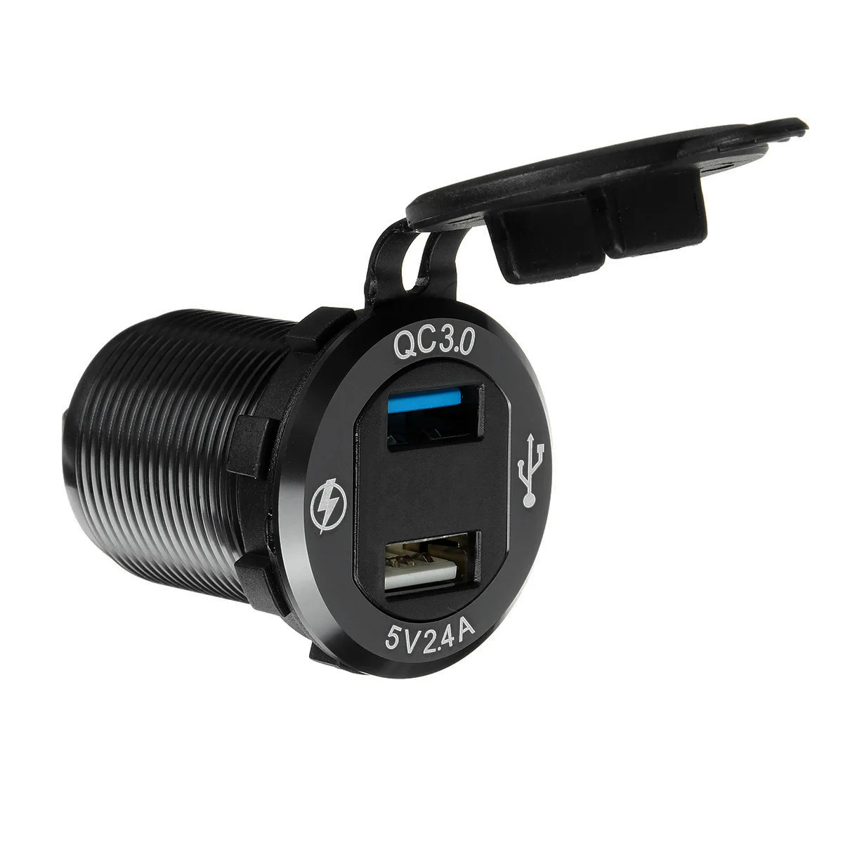 QC3.0 гнездо для автомобильного прикуривателя Мощность-адаптер 12 V-24 V Dual USB Автомобильное зарядное устройство Зарядное устройство Мощность-адаптер розетки и светодиодный Дисплей для автомобилей класса RV лодка