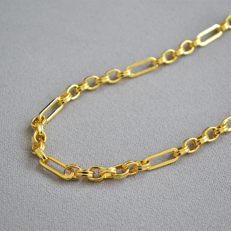 Ins blogger genuine gold plated copper vintage rock punk thick chain necklaces for women cool chocker Necklace party jewerlry | Украшения и