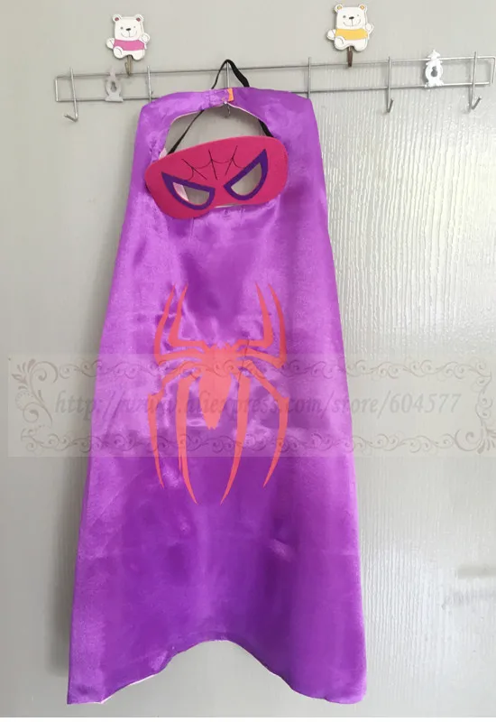 Spider Purple Накидки супергероя с маской для мальчиков и девочек; нарядное платье на день рождения; костюмы на Хэллоуин; карнавальный костюм в стиле аниме - Цвет: Spider Purple