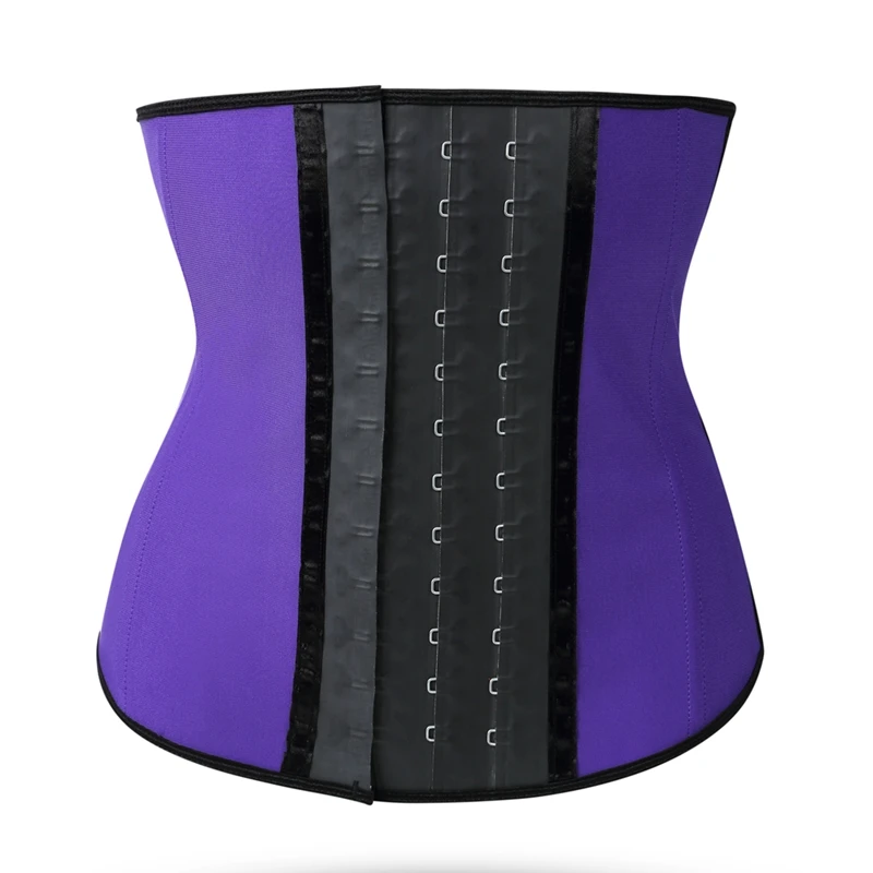 9 размер латексный корсет стальной костяной ремень тренажер корсет нижнее белье утягивающая одежда утяжка модель ремень контроль живота - Цвет: Purple