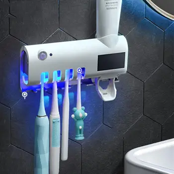 

Solar Energy UV Toothbrush Sterlizer Sanitizing Device Toothbrush Holder Automatic Toothpaste Dispenser UV Light Bathroom Rack