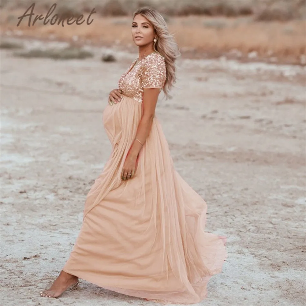 ARLONEET платья для беременных для фотосессии шифоновое платье для беременных с блестками Макси платье для беременных реквизит для фотосессии платье для беременных