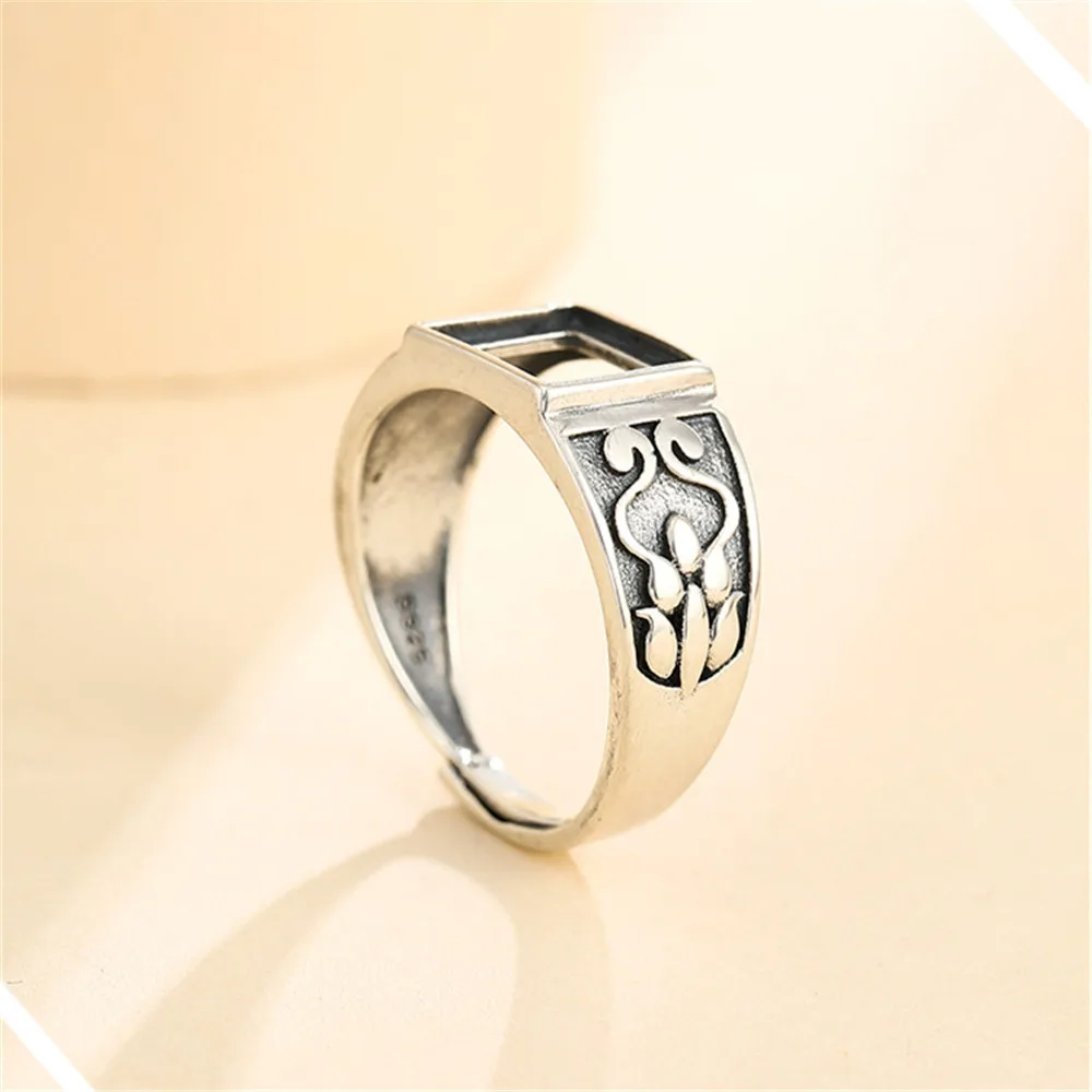Ring Setting for 8x8mm Square Cabochons Ring Blank Thai Sterling Silver Adjustable Band Ring Base SR0015