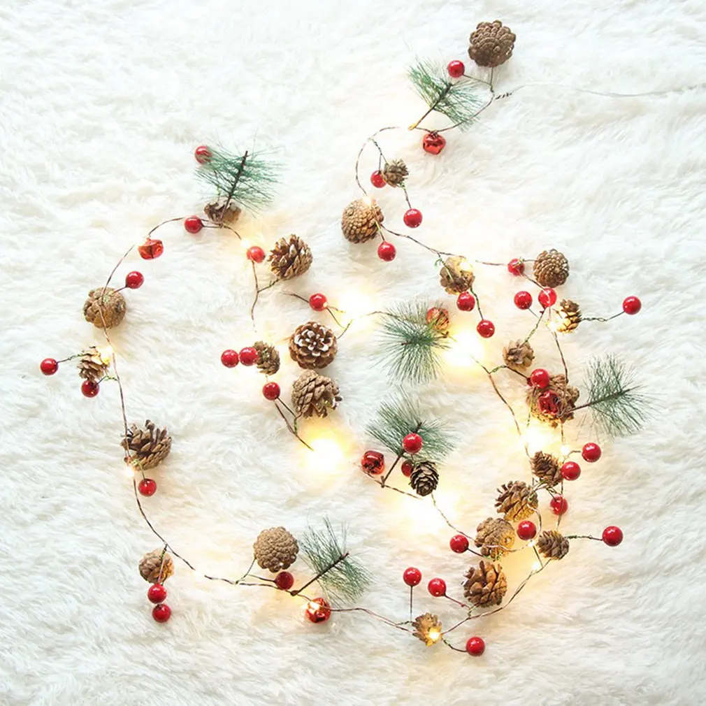 

Christmas Pine Cones String Pine Needle Decoration Led Copper Wire Lamp Flag Creative Decorative Lights