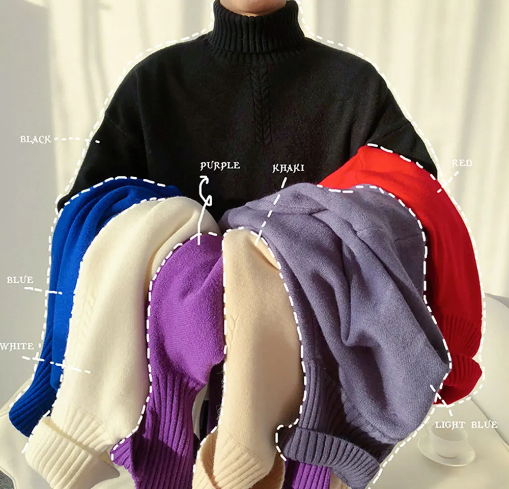 Liketkit мужские Весенние Новые свитера с высоким воротом, мужские корейские пары, модные однотонные теплые пуловеры, мужские вязаные свитера, 7 цветов