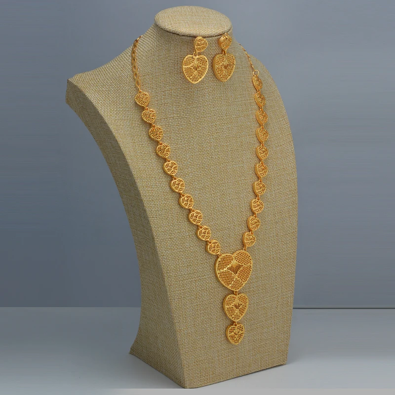 Nupcial boda collar/pendientes conjunto de joyas de color dorado joyeria de moda para mujer etatiope/regalos de fiesta africana