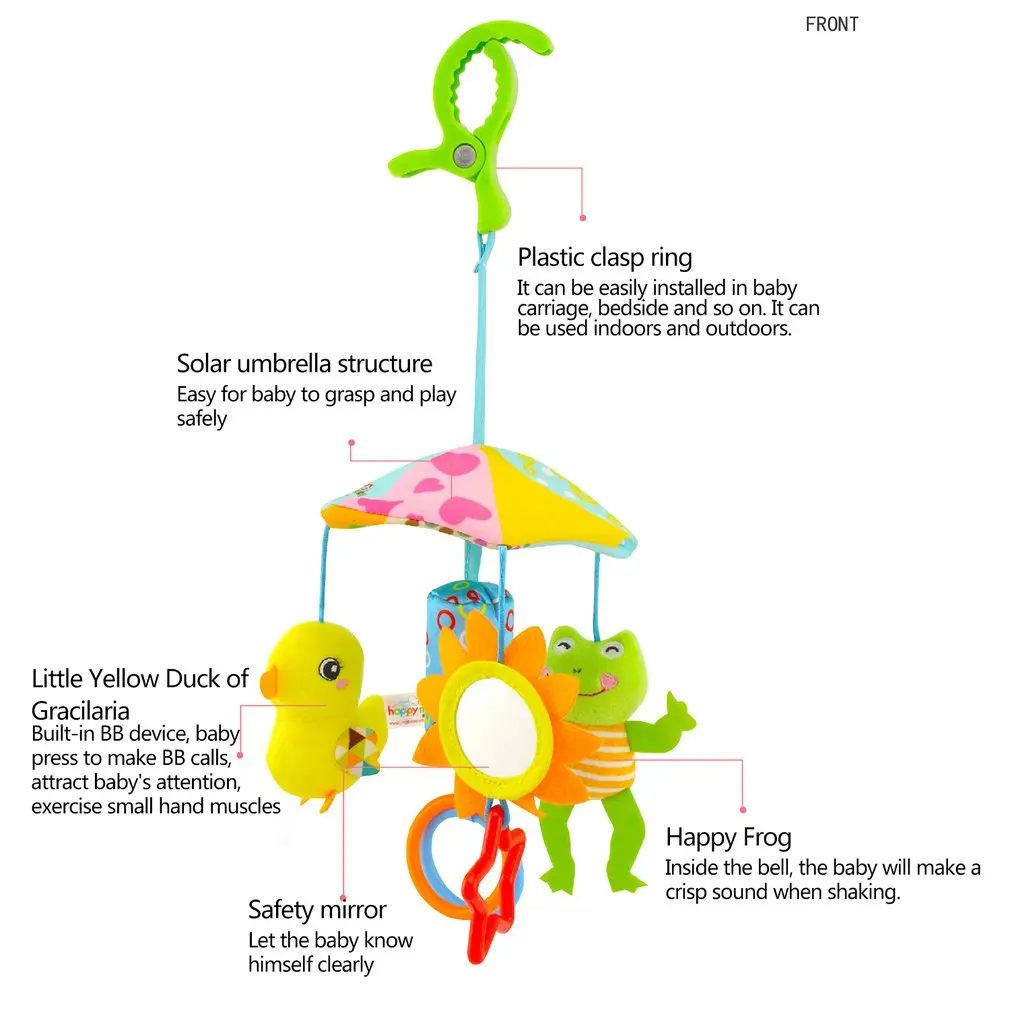  Color Funny Baby Toy Animal Cart Pendant Hanging Umbrella Bed Hanging 0-1 Year Old Comfort Plush To