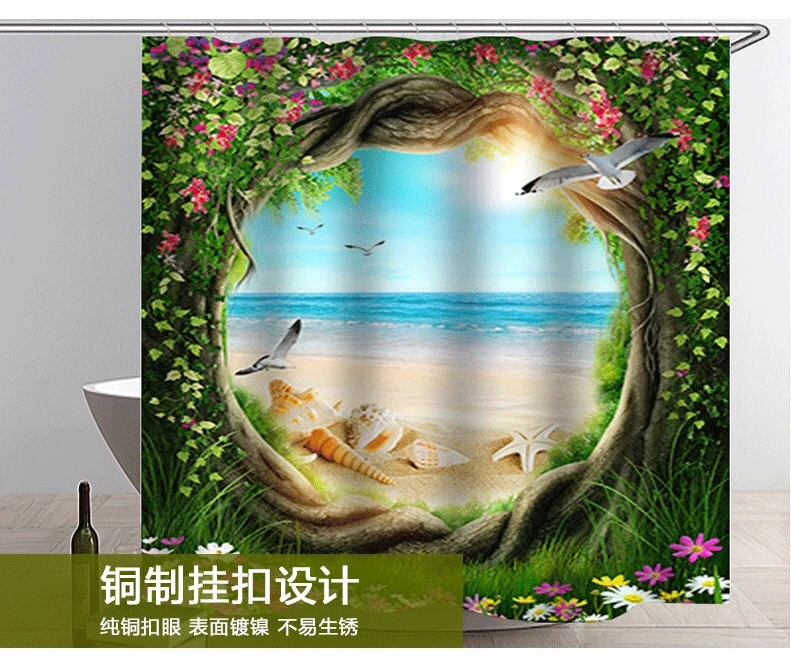 Серия Peach Blossom, цифровая печать, занавеска для душа, водонепроницаемая, С-образная форма, пластиковые крючки, чистый, tong kou yan