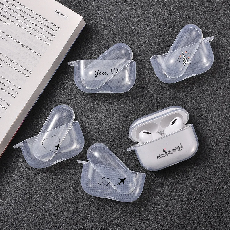 Soft Earphone Case For Apple Airpods Pro Case  Cute Heart Plane Trip Clear Transparent Luxury Headphone Case For Airpod Pro Case