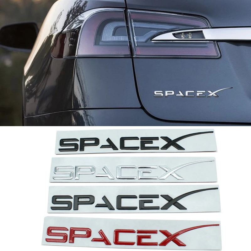 3D Metal Car Trunk Sticker Emblem Styling Letter SpaceX for Tesla Model 3 S X Roadster Car Fender Side Stickers Accessories