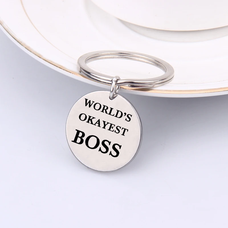 Брелок для ключей Boss Gift с гравировкой в мире, Лучший держатель для ключей Boss в мире, подарок для лучшего босса, простая модная сумка, Шарм