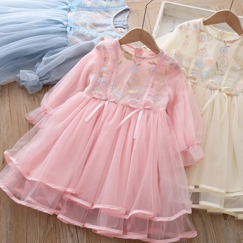 Нарядные платья для девочек с вышитыми цветами; модные высококачественные детские платья принцессы; милое детское платье принцессы