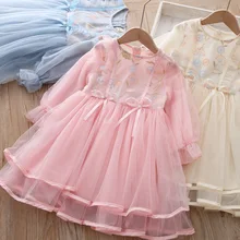 Нарядные платья для девочек с вышитыми цветами; модные высококачественные детские платья принцессы; милое детское платье принцессы