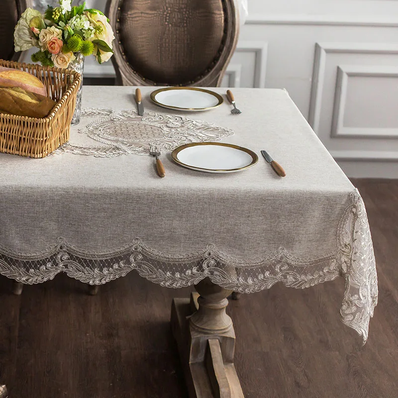 Nordic Embroidered Lace Rectangular Tablecloth, Dining Square, Kitchen Coffee Table Cover, Dustproof, Light Luxury - Image 3