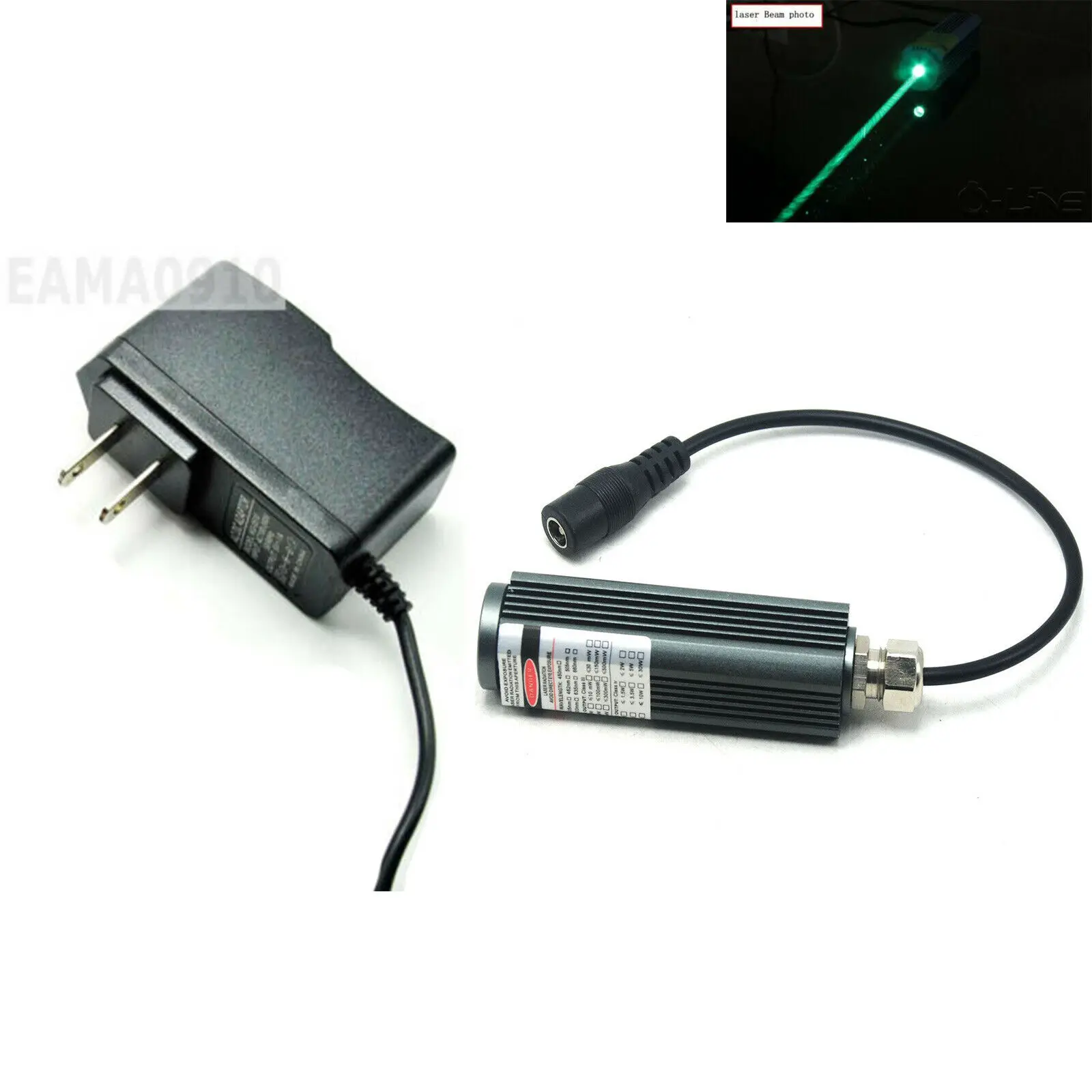 515nm 520nm 50mW 25x75mm Grass Green Laser Dot Diode Module w/ 5V Adapter