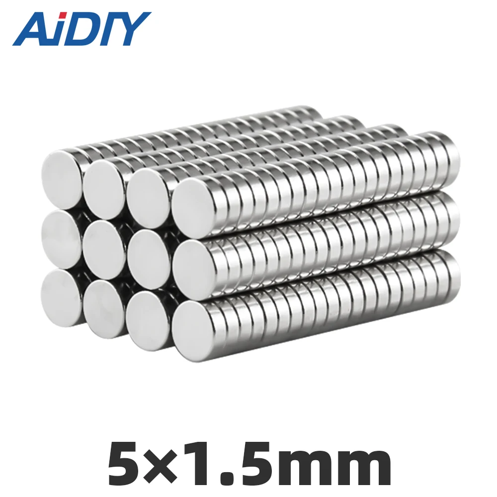 

AI DIY 50Pcs 5 x 1.5mm N35 Neodymium Magnet Bulk Small Mini Super Strong Sheet Rare Earth Magnets Disc 5*1.5mm