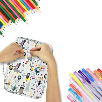 

220 Slots Colored Pencil Case Oxford Fabric Pen Case with Compartments Pencil Holder for Watercolor Pencils