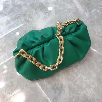 

Genuine leather Women's bag new fold niche armpit thick chain shoulder bag cloud bags GN-SB-ltydst