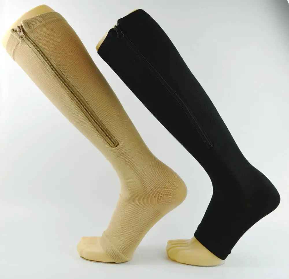 Носки Без Пятки средней длины на молнии; Компрессионные носки до середины голени; тонкие носки для ног; эластичные носки; носки с открытым носком