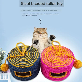 

Cat Scratcher Toy Rolling Sisal Rope Weave Balls Kitten interactive Training Scratching Toys Pets Play Chewing Sound Teaser Toy