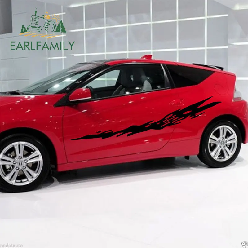 EARLFAMILY 195 см x 21,5 см 2x путаница Черный Глянец наклейки для спортивных автомобилей дверь винил авто мотор наклейка графика комплект наклейка