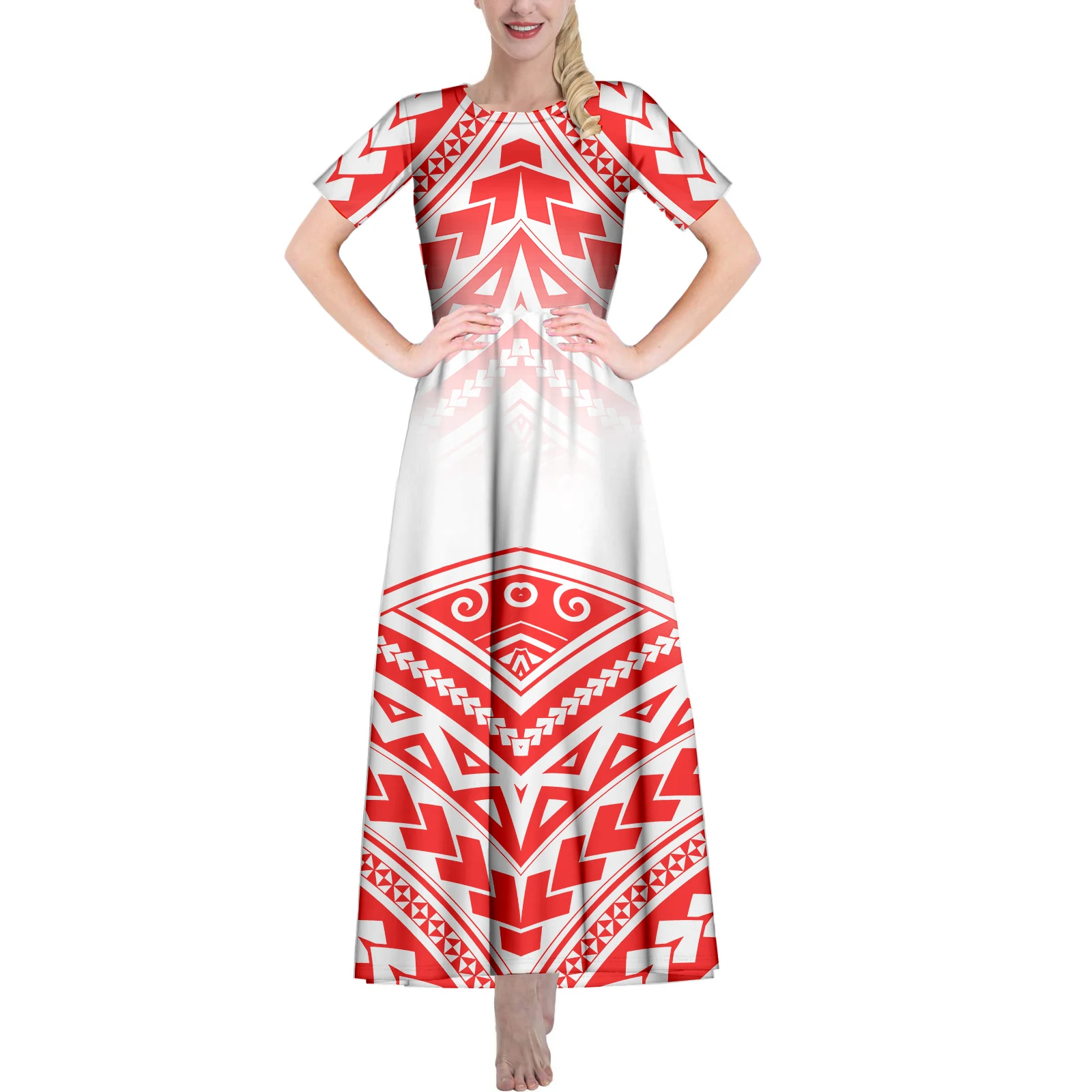 Polynesian Island Design Fashion Print Summer Plus Size Women Clothing Elegant Casual Floor-Length Skirt Support Your DIY | Женская