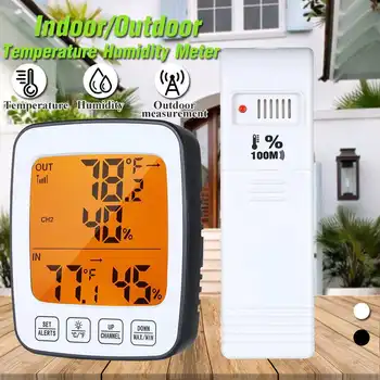 

LCD Thermometer Alarm Temperature Meter Weather Station Tester + Wireless Outdoor Transmitter Humidity Sensor Monitor Alert