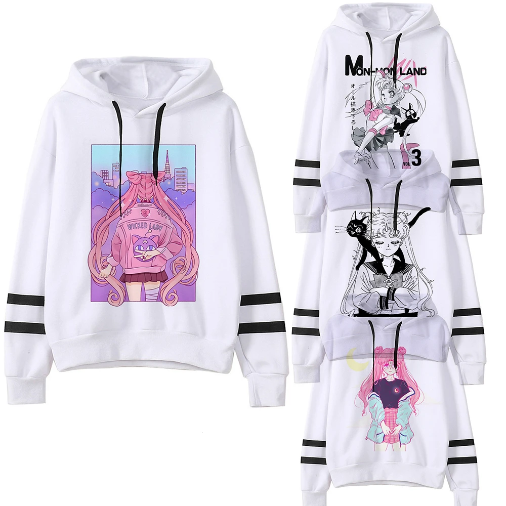 Сейлор Мун Женская толстовка kawaii Забавный ulzzang Толстовка harajuku корейский стиль графический женская одежда толстовки Модные гранж