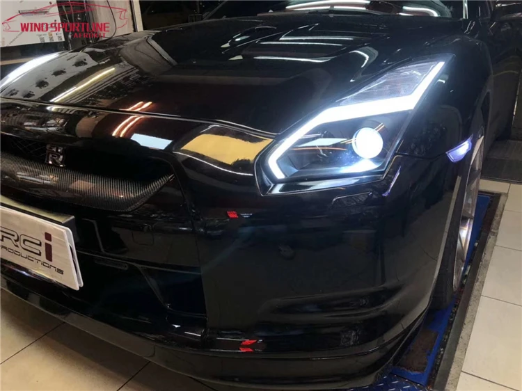 АКД Автомобиль Стайлинг фара для Nissan GT-R фары 2009- GTR светодиодный фары DRL Ангел глаз Hid Биксеноновые авто аксессуары