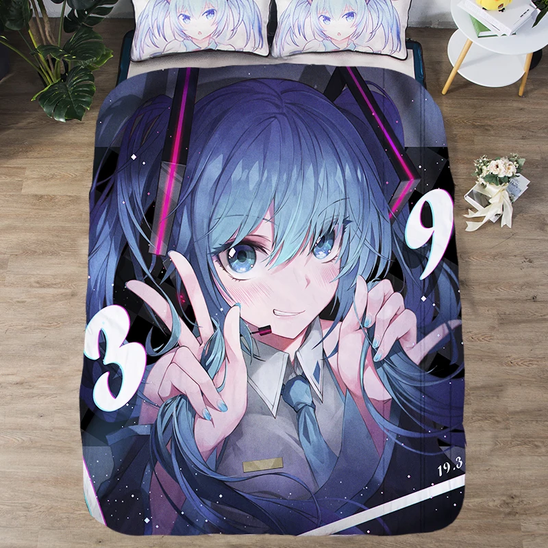 1 Hatsune Miku, летнее одеяло, мультяшное аниме, одеяло, рождественский подарок, пледы, мягкое, теплое, для кемпинга, одеяло, тонкое, стеганое, для девочки, для спальни - Цвет: 1