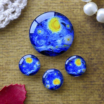 

12mm 25mm 14mm 16mm 18mm 20mm Photo Glass Cabochons Round Cameo Set Handmade Settings Starry Sky