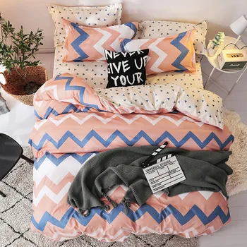 

Classic Double Sided printing Bedding Set 3/4pcs A/B Pattern Ripple Duvet Cover Flat Sheets Pillowcase Fitted Sheets Queen King