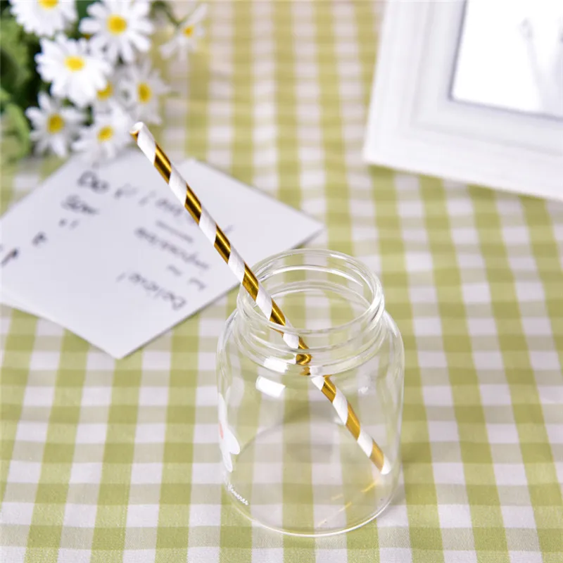25pcs Paper Straws 0 Модные одноразовые столовые приборы для праздника, дня рождения, вечеринки, в розовую полоску, в горошек, бумажные тарелки, бумажные стаканчики, салфетки, вечерние - Цвет: 25pcs Paper Straws 0
