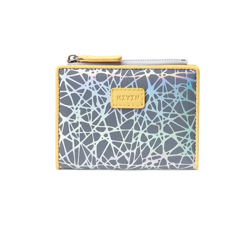 

Newest Geometry Women Short Wallet Ladies Small Purses Designer Pucarteira Fashion Clutch Zipper Coin Pocket Casual Sequined PU