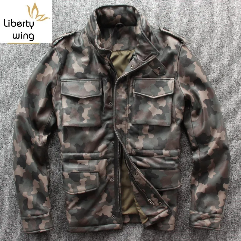 

Army Green Mens Genuine Jackets Autumn Biker Pilot Leather Jacket New Design Winter Coat Men Jaqueta Masculina XXXL