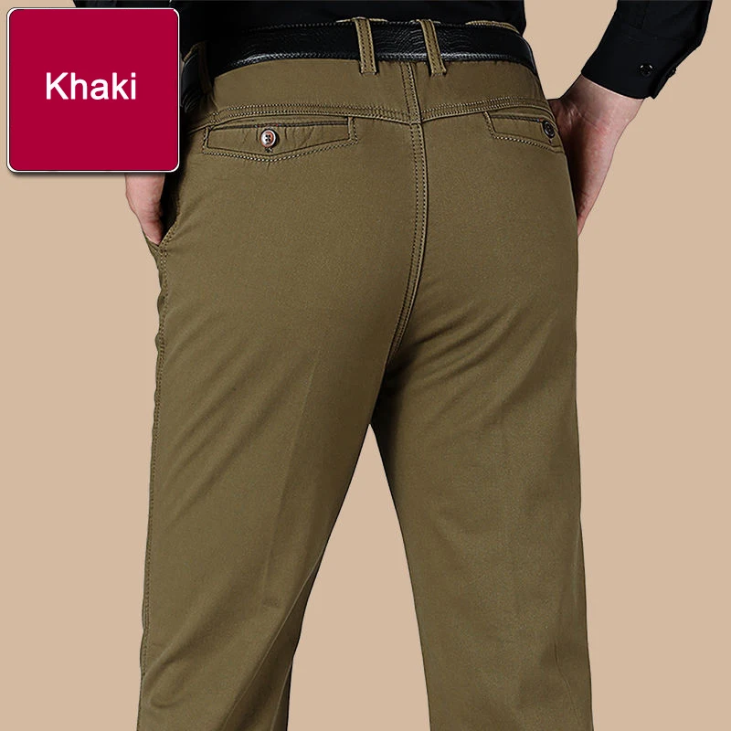 Khaki Новое поступление, зимние осенние мужские повседневные штаны, модные однотонные нежные утолщенные брюки, брендовые смарт-брюки, черные, зеленые, серые брюки - Цвет: Khaki