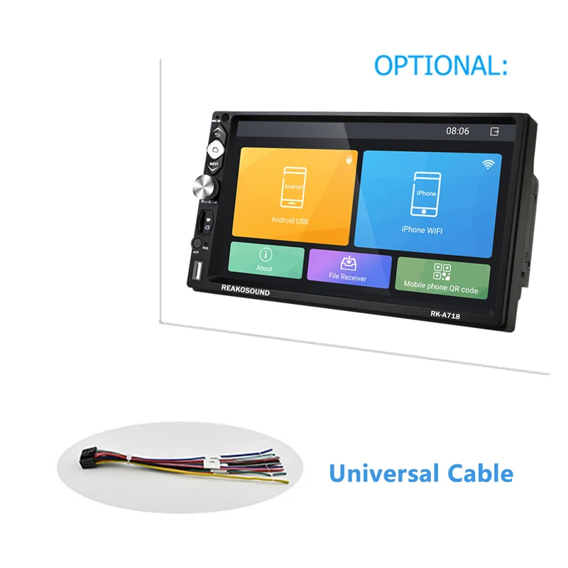 AMPrime 2 Din Andriod 8,1 Автомобильный мультимедийный плеер gps Bluetooth аудио Wifi USB FM MirrorLink 7 ''2Din Аудио Радио Стерео Авторадио - Цвет: Without Rear Camera