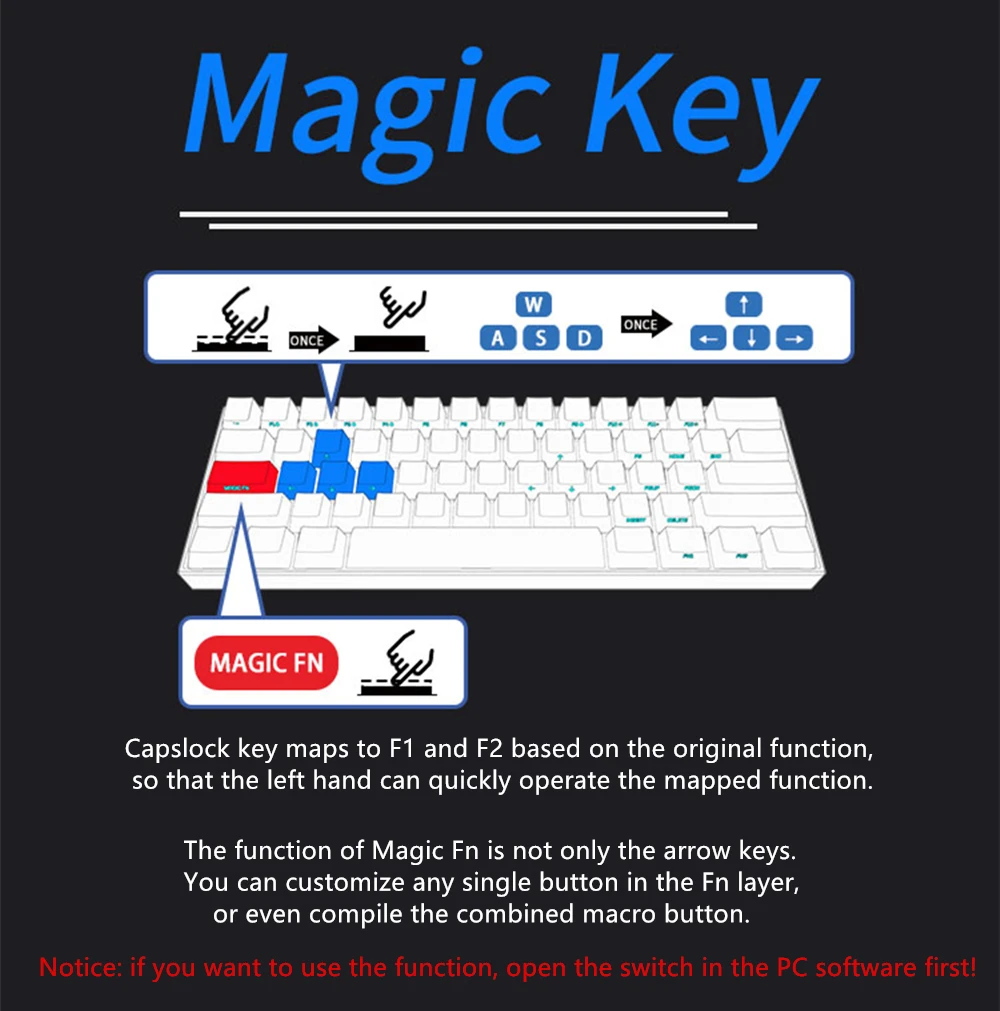 Anne Pro 2 Bluetooth 4,0 60% механическая клавиатура KAILH коробка переключатель 61 клавиши беспроводной тип-c Проводная RGB подсветка мини игровая клавиатура