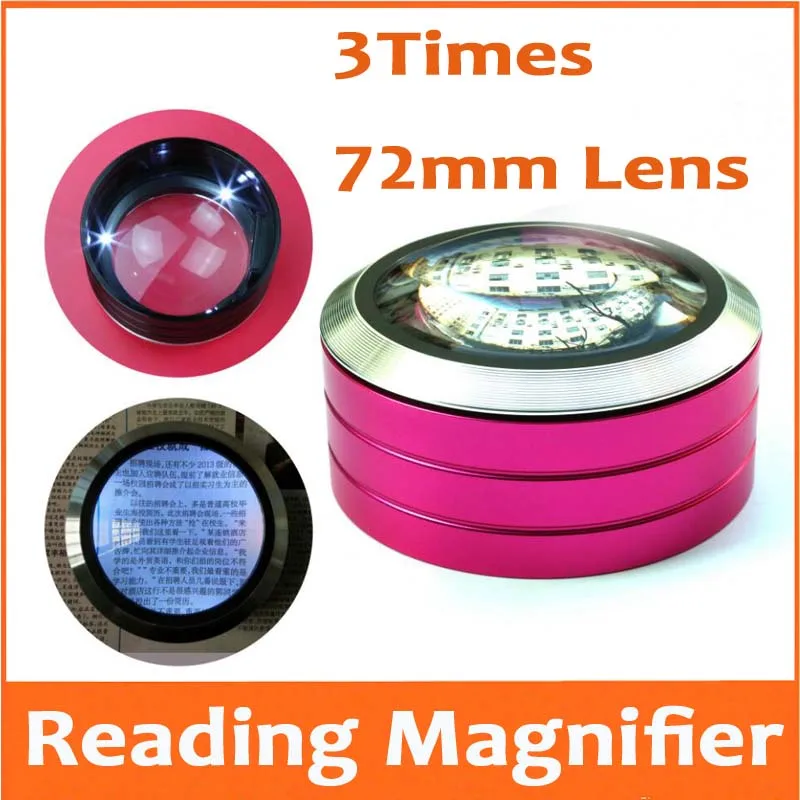 

5X 72mm Cylindrical Loupe Handheld Reading Paper Magnifying Glass LED Illuminated Gift Educational Magnifier 3pcs LED Lights