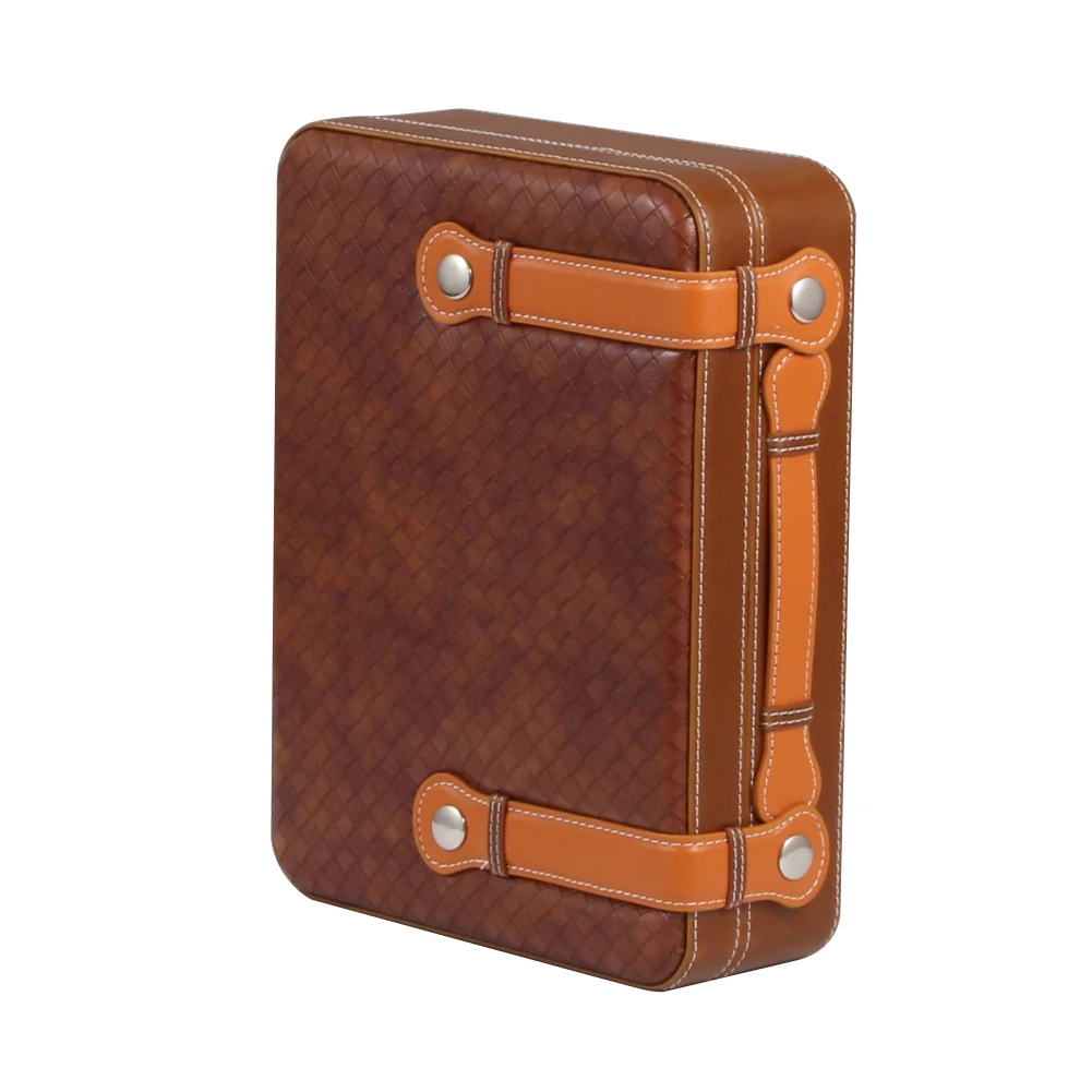 COHIBA Portable Cigar Humidor Cedar Wood Suitcase Style Travel Cigar Case W/ Hygrometer Humidifier Humidor Cigar Box