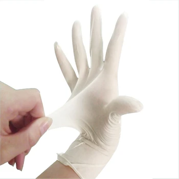

100Pcs Disposable Latex Gloves White Non-Slip Acid and Alkali Laboratory Rubber Latex Gloves Household Cleaning Products.