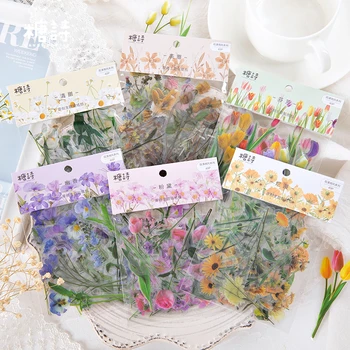 

40pcs/6 Designs Flowers Series Deco Die Cutting Diary Stickers Scrapbooking Planner Bullet Journal Deco Stationery Stickers