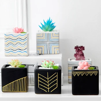 

Matte square Ceramic Flower Pots for Juicy Plants Small Bonsai Home Garden Office Decor Mini Succulent Plant Pots Decoration