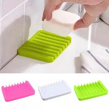 Anti-skidding Flexible Silicone Soap Dish Storage Holder Soapbox Plate Tray Shower Soap Holder Draining Holder Bathroom Supplies