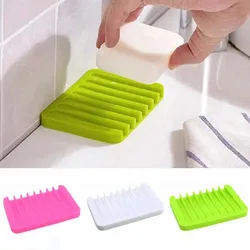 Anti-skidding Flexible Silicone Soap Dish Storage Holder Soapbox Plate Tray Shower Soap Holder Draining Holder Bathroom Supplies
