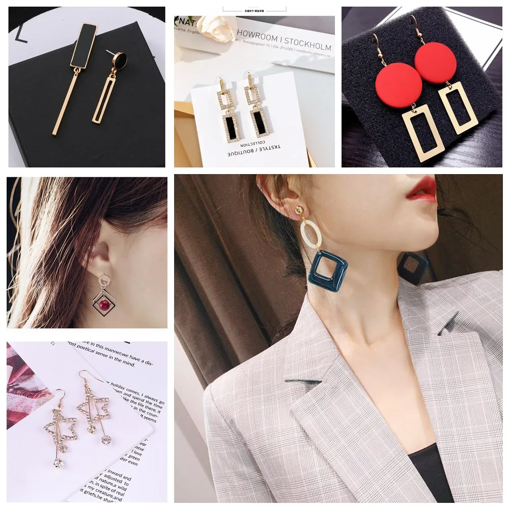 2019 новые модные Эффектные серьги с кристаллами циркония геометрические